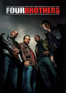 Four Brothers (2005) แสดงให้เห็นสี่พี่น้องชายยืนเรียงกันกลางถนนในฤดูหนาว พวกเขาสวมเสื้อกันหนาวและแจ็กเก็ตหนัง หน้าตาเคร่งขรึม สื่อถึงความจริงจังและความมุ่งมั่นในการแก้แค้นให้แม่บุญธรรมที่ถูกฆาตกรรม