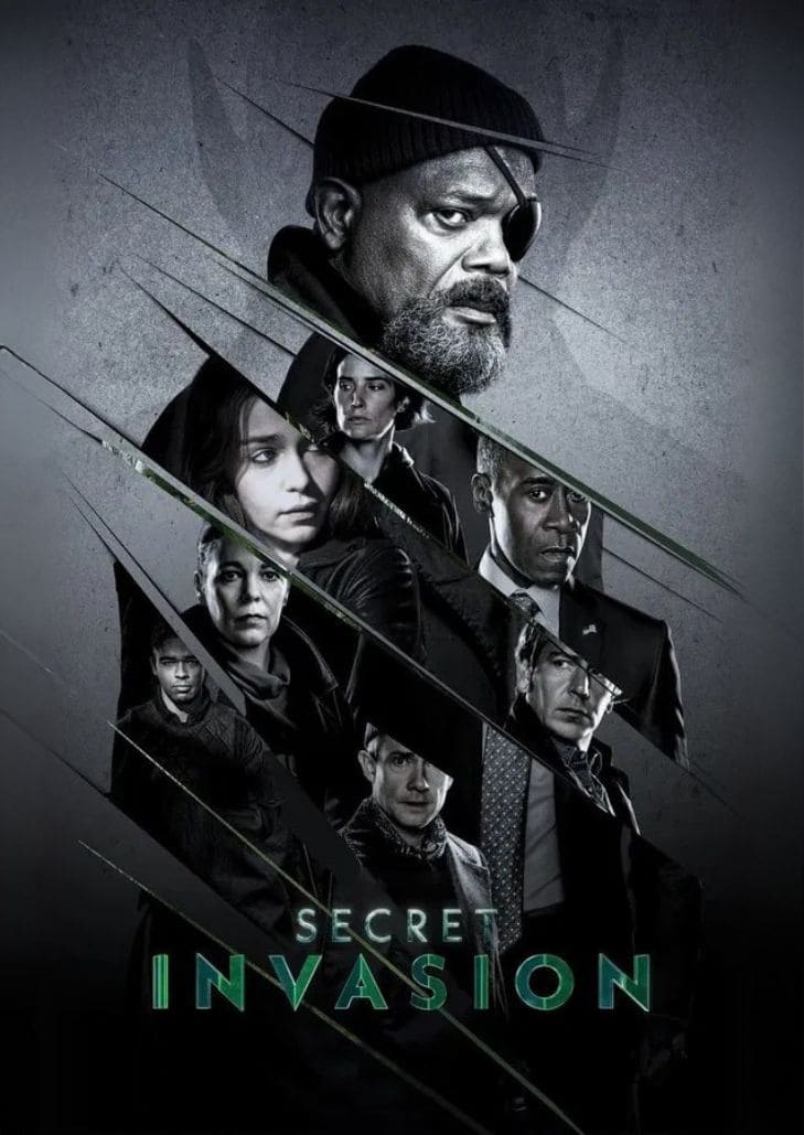 Secret Invasion (2023) จาก Marvel Studios เล่าเรื่องการแทรกซึมของเอเลี่ยนสโครลล์บนโลก นำโดย นิค ฟิวรี่ ที่กลับมารับมือกับภัย